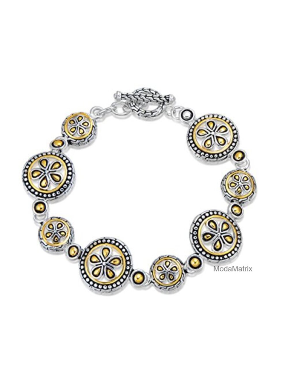 Gold Silver Cable Chain Toggle Clasp Bracelet 7.5" Copper Alloy